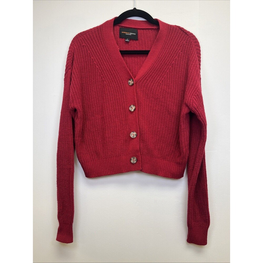 Cotton Poly red small cardigan sweater